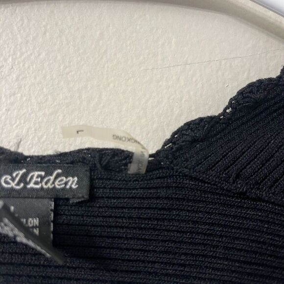 Vtg 90s Y2K Womens Black Cropped Cardigan L Short Sleeve Knit Whimsigoth Crochet - Picture 7 of 7